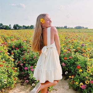 Yellow and gold tie in the back dress